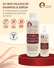 3% BHA Folliculitis Shampoo & Leave-On Hair Serum Set - Made with Salicylic Acid, Aloe Vera & Tea Tree Oil - Moisturizing ...