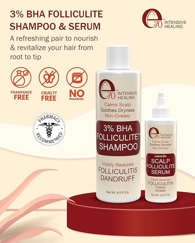 3% BHA Folliculitis Shampoo & Leave-On Hair Serum Set - Made with Salicylic Acid, Aloe Vera & Tea Tree Oil - Moisturizing ...