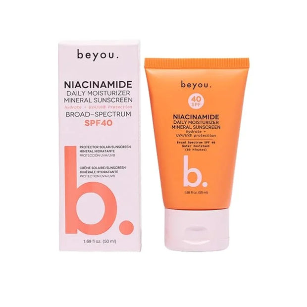 Beyou. Niacinamide Daily Moisturizer Mineral Face Sunscreen + SPF 40, 1.69 fl oz, Tinted, Plant-Based, Cruelty-Free, All S...