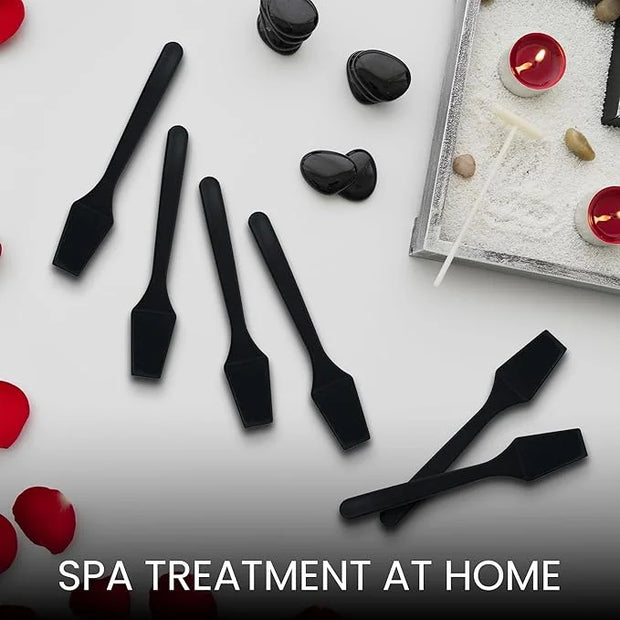 100 Pieces Cosmetic MakeUp Disposable Plastic 2.5" Spatulas For Skin Care Facial Cream Mask Spatula (BLACK) - Product Image