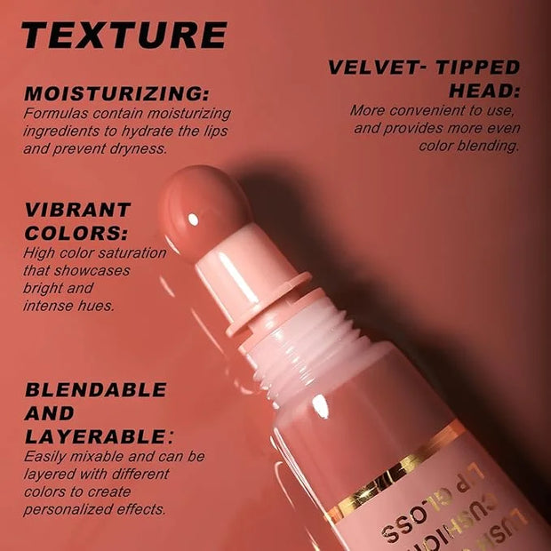 YOUNG VISION Hydrating Liquid Lipstick & Gloss Tint, Oil Infused, Cushion & Puff Applicators, Versatile Nude to Red Shades...