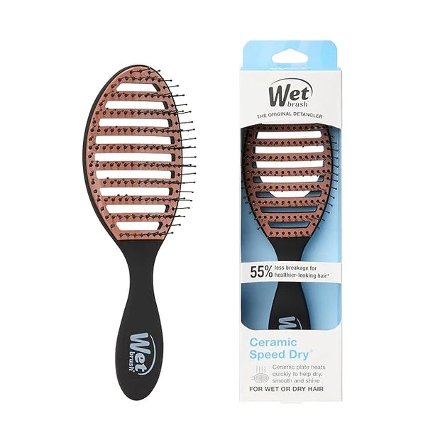 Wet Brush Ceramic Speed Dry Hair Brush, Black - Vented Design & Soft HeatFlex Bristles Are Blow Dry Safe - Ergonomic Handl...