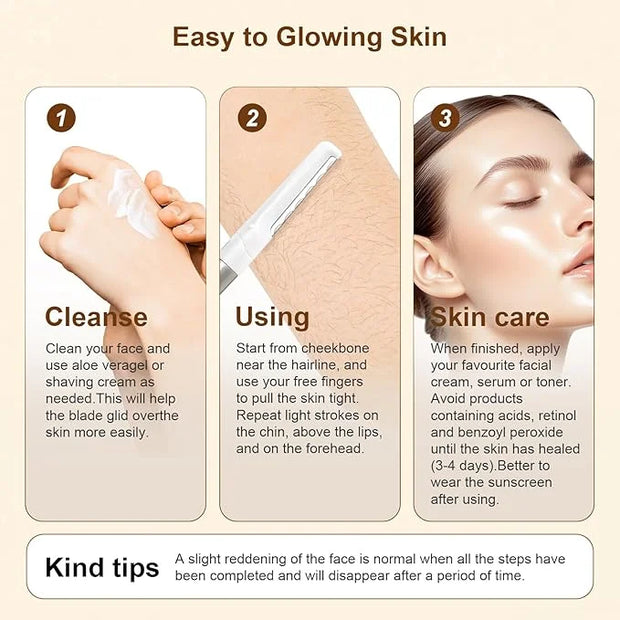 Dermaplaning Razor for Face - 10 Blade Refills, Dermaplaning Tool for Face Help Exfoliate and Smooth Skin, Easy-to-Use Fac...