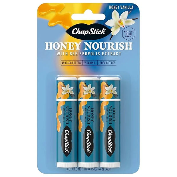 ChapStick Lip Balm Honey Nourish, Moisturizing Fomula with Shea Butter and Avocado Butter, Vitamin E, Honey Vanilla Flavor...