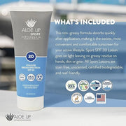 Aloe Up Sport Sunscreen Lotion SPF 30 - Broad Spectrum UVA/UVB Sunscreen Protector for Face and Body - With Hydrating Aloe...