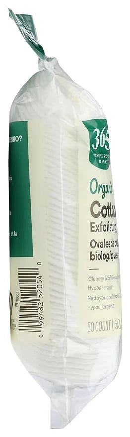 365 By Whole Foods Market, Facial Cleansing Pad Exfoliation Oval Organic, 50 Count - Product Image