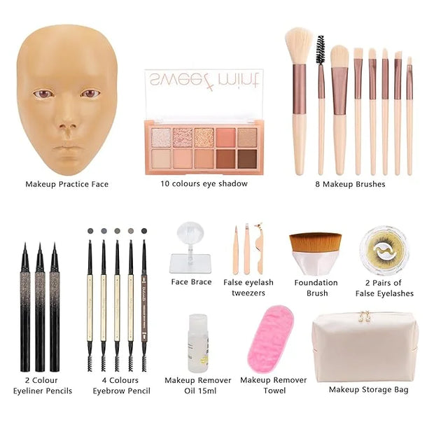 3D Makeup Practice Face Board,Reusable Silicone Makeup Practice