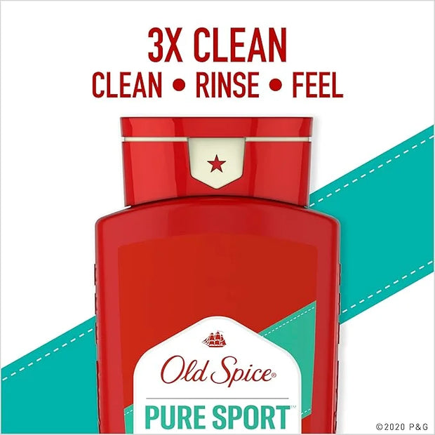Old Spice Refreshing Body Wash for Men, High Endurance, 3X Defense, 24/7 Shower Fresh with Long Lasting Scent, Pure Sport ...