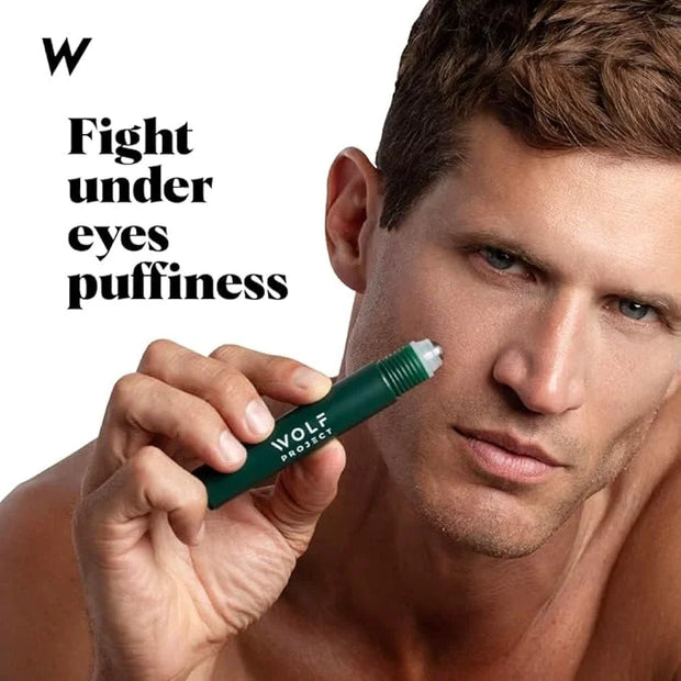 Wolf Project Under Eye Roller - Korean Beauty, with Caffeine, Vitamin C and Peptides - Energizing Serum for Dark Circles a...