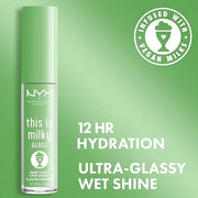 NYX PROFESSIONAL MAKEUP This Is Milky Gloss, Lip Gloss with 12 Hour Hydration, Vegan - Mint Chocolate Chip Shake (Mint Gre...