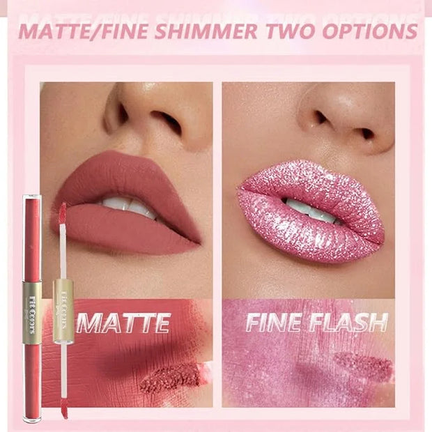 Double-end 2-in-1 Matte & Shimmery Lip Gloss Set, 3 PCS/Set (Set B, 3pcs) - Product Image