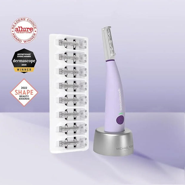 Michael Todd Beauty Sonicsmooth Dermaplane Razor for Women Face + Eyebrow trimmer Dermaplaning System - Peach Fuzz Remover...