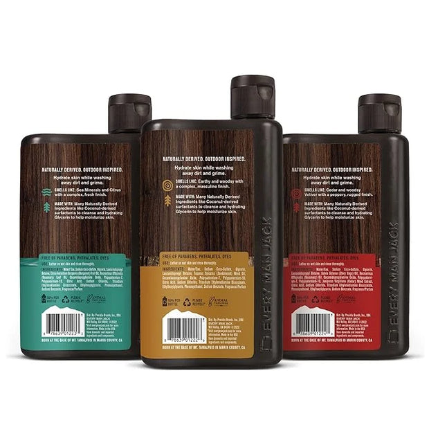 Every Man Jack Men's Body Wash Variety Pack - Includes 3 Body Washes with Natural Ingredients & Incredible Scents - Amber ...