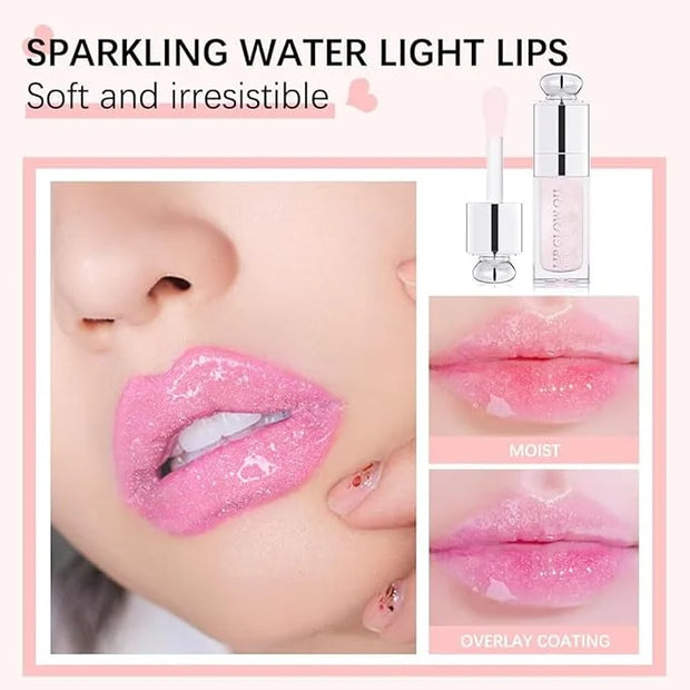 Hydrating Lip Glow Oil, Lip Oil Gloss Transparent Toot Tinted Nourishing Long Lasting Repairing Lightening Lip Lines (STRA...