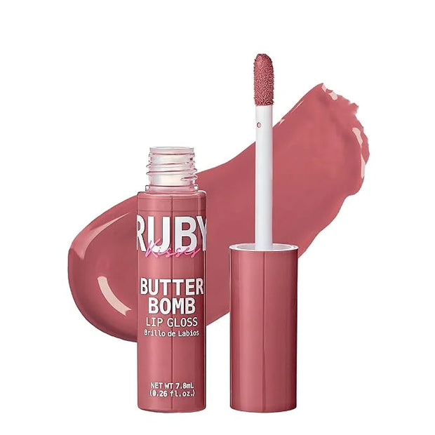 Ruby Kisses Lip Gloss Butter Bomb Gloss Non-Sticky Lip Gloss Vitamin E Natural Nude Lip Makeup - 7.8mL (0.26 US fl.oz) (Fl...