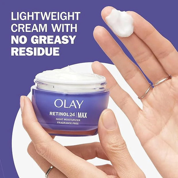 Olay Retinol Face Moisturizer, 24 MAX Anti-Aging Night Cream for Women, Fragrance-Free, Non Greasy - Anti-Wrinkle, Smooth ...