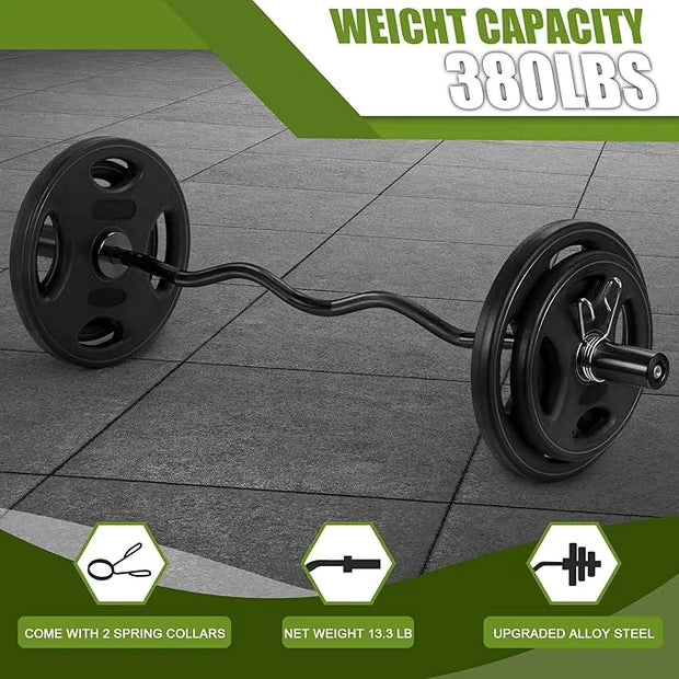 47" Olympic Barbell Curl Bar EZ Bar Strength 440-Pound Capacity - Product Image