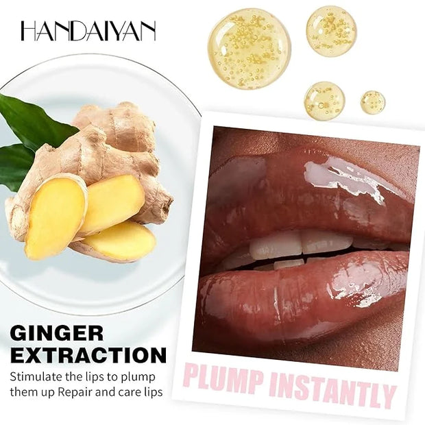Plumping Lip Oil with Fresh Ginger Extract - Instant Fuller Lips, Ultra-Hydrating & Nourishing Glossy Lip Glow Oil, Lip Pl...