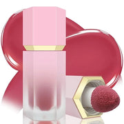 Liquid Blush for Cheeks, Soft Cream Blush with Cushion Applicator, Dewy Finish Matte Velvet Texture, High-Pigmented Blenda...