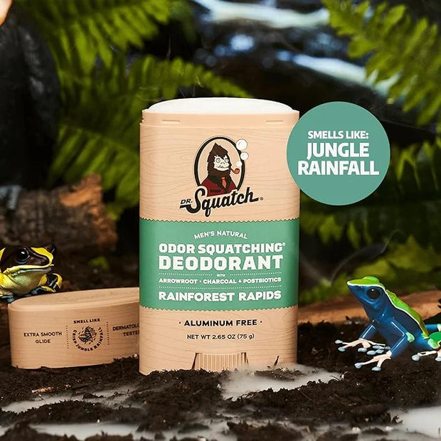 Dr. Squatch Natural Deodorant for Men - Odor-Squatching Aluminum Free - Coastal Mist & Rainforest Rapids (2.65 oz, 2-Pack)...