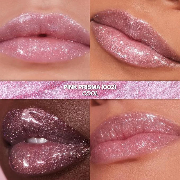 Revlon Super Lustrous Glimmer Gloss, Non-Sticky Lip Gloss, High-Shine Finish, Plant-Based Glitter, 002 Pink Prisma, 0.13 f...