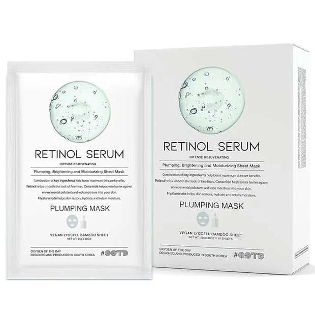 Rejuvenating Retinol Sheet Mask Korean Vegan Wrinkle Lifting, Plumping and Moisturizing Sheet Mask, Retinol, Ceramide, Hya...