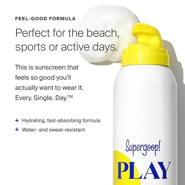 Supergoop! PLAY Body Mousse SPF 50 with Blue Sea Kale - 3 oz, Pack of 2 - Broad Spectrum Whipped Sunscreen for Sensitive S...