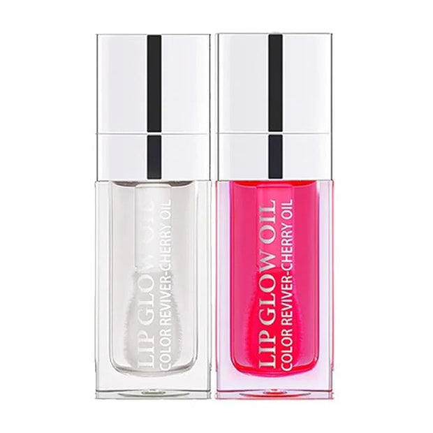 Hydrating Lip Glow Oil Set, Plumping Lip Oil Moisturizing Nourishing Shiny No-Sticky Transparent Tinted Lip Gloss Balm, Na...
