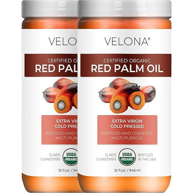 velona USDA Certified Organic Red Palm Oil 64 Fl Oz | Food and Cosmetic Grade | in jar | Extra Virgin, Cold Pressed | Skin...