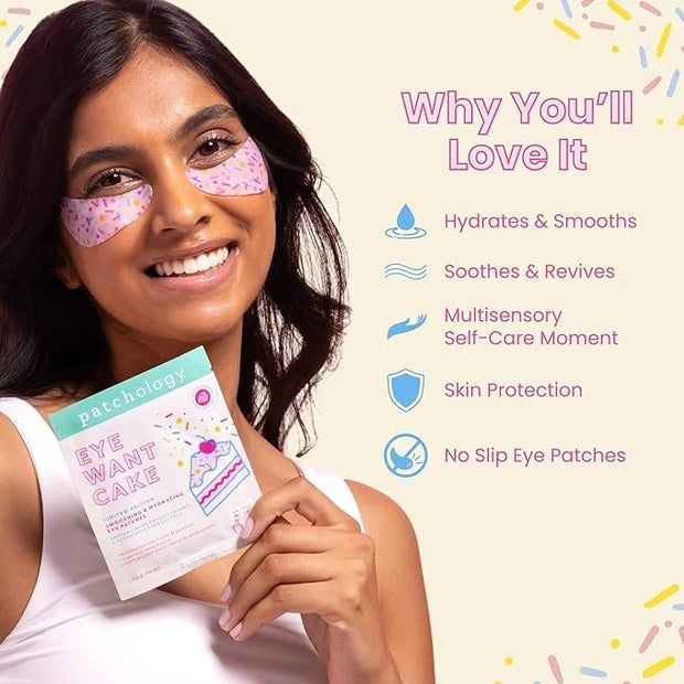 Patchology Eye Want Cake Limited Edition Hydrating & Smoothing Eye Patches – Under Eye Masks for Puffy Eyes, Dark Circles,...