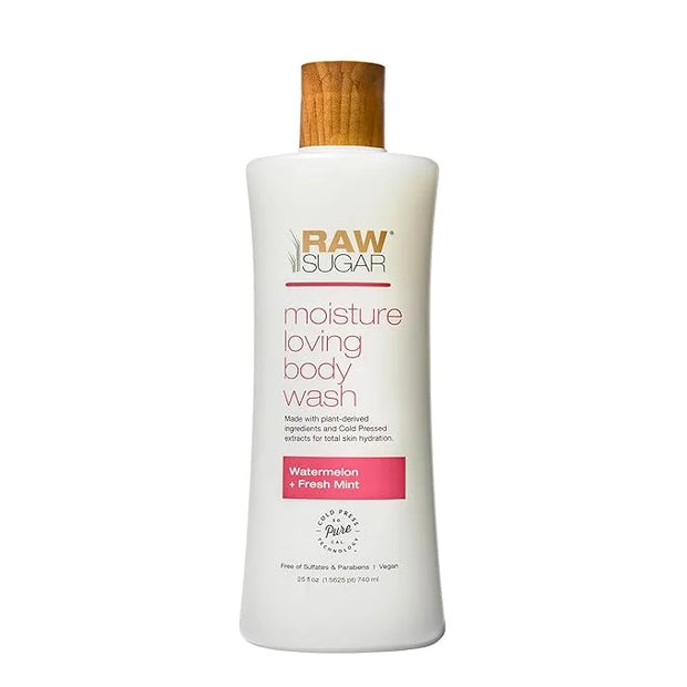 RAW SUGAR Simply Body Wash, (25 Fl Oz, Pack of 1) Bath Soap, Formulated without Sulfates & Parabens (Watermelon + Fresh Mi...
