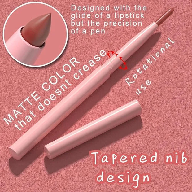 evpct 3Pcs Retractable Lip Liner Pencils Set Pack for Shaping & Sculpting Lips, Nude Pink Orange Coffee Taupe Dark Brown C...