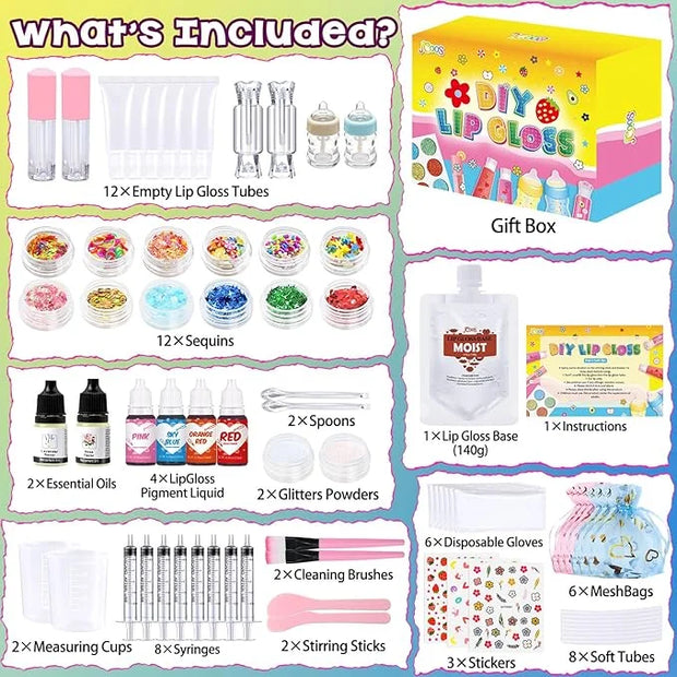 Jcoos Lip Gloss Making Kit, 73PCS Fun Make Your Own Lip Gloss Kit Kids, Beginner, Lipgloss Sets for Girls, DIY Lipstick Se...