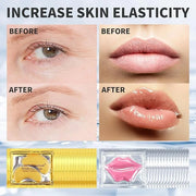 30 PCS Lip Mask Eye Mask Set Moisturizing Lip Mask for Dry Lips, 24K Gold Eye Patches for Puffy Eyes and Dark Circles - Pr...