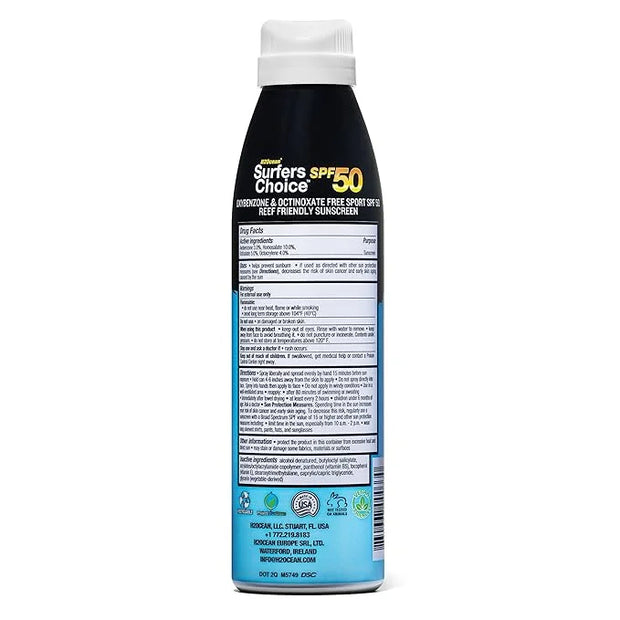 H2Ocean Surfers Choice SPF 50 Spray - Quick-Drying Sunscreen Spray for Tattoo Aftercare & UV Protection - Reef-Safe Sun Pr...