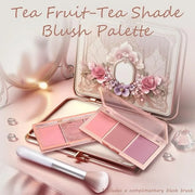3 Color Matte Pink Blush Palette with Brush, Long Lasting Cheek Makeup, Light and Smooth Blush Powder for Face Beauty - Pr...