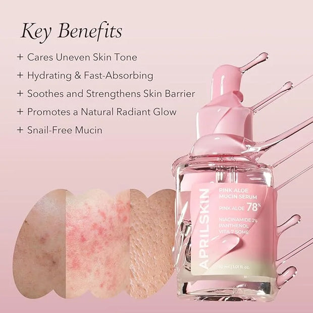 APRILSKIN Pink Aloe Facial Polish Cleanser with Vita Toner and Mucin Serum - Product Image