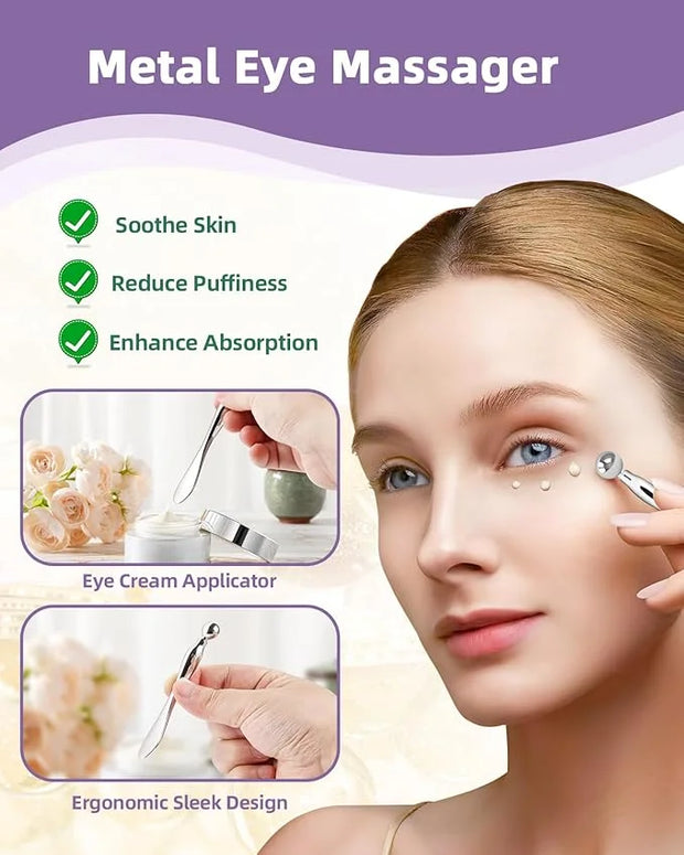 2 Pairs Reusable Under Eye Wrinkle Patches Silicone Mask, Plump Fine Lines & Wrinkles, with Metal Eye Cream Applicator, Ti...