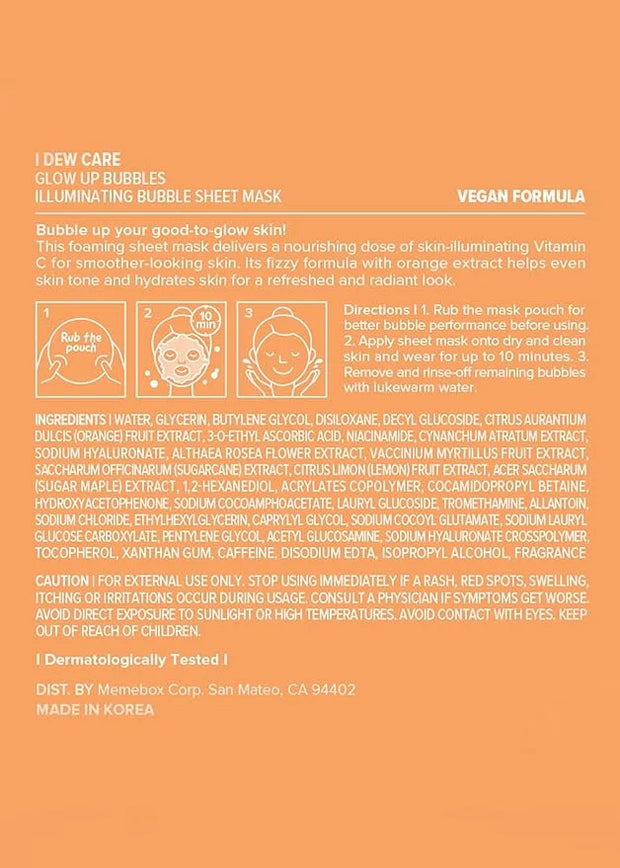 I DEW CARE Face Sheet Mask - Glow Up Bubbles | Vitamin and Niacinamide, Daily Skin Care,Facial Treatment, Illuminating, De...