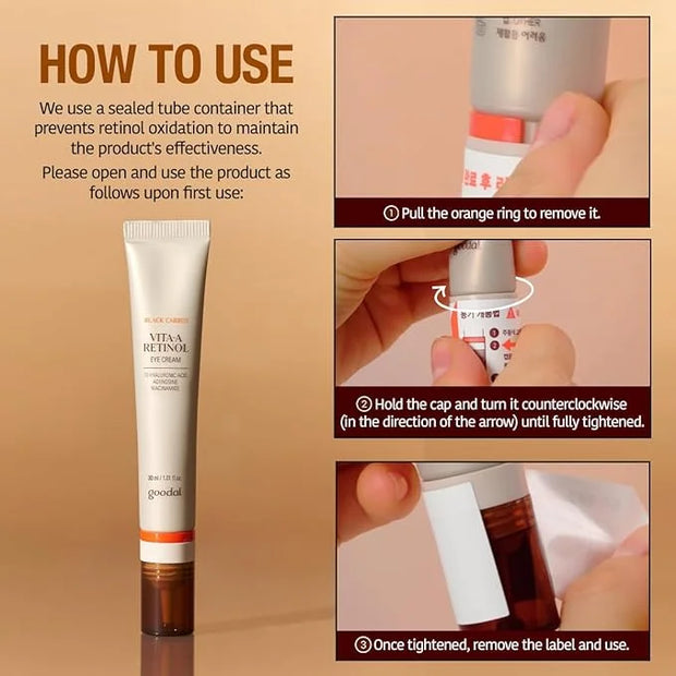 GOODAL Black Carrot Vita-A Retinol Eye Cream, Daily Cream for Under Eye, Smoothing Skin Care, K-Beauty, Korean Skincare - ...