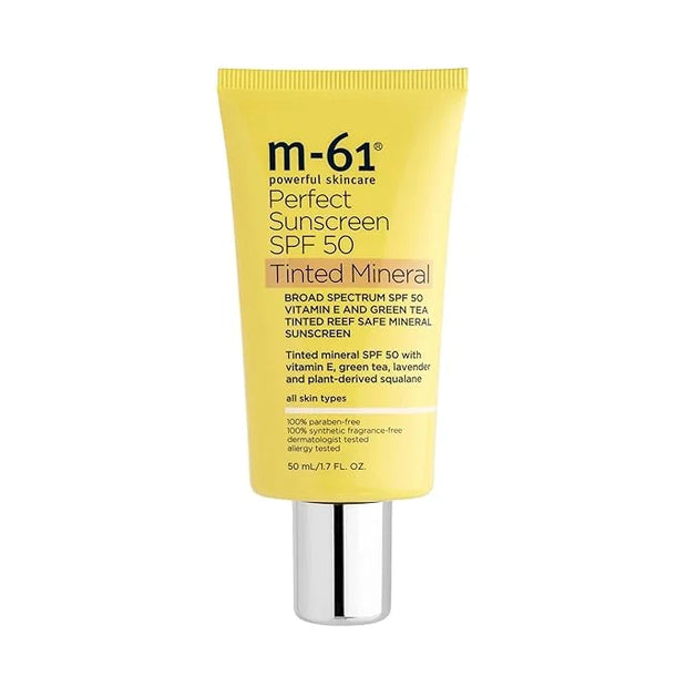 M-61 Perfect Mineral Sunscreen SPF 50 - Tinted - Universal tinted mineral SPF 50 with vitamin E, green tea, lavender and p...