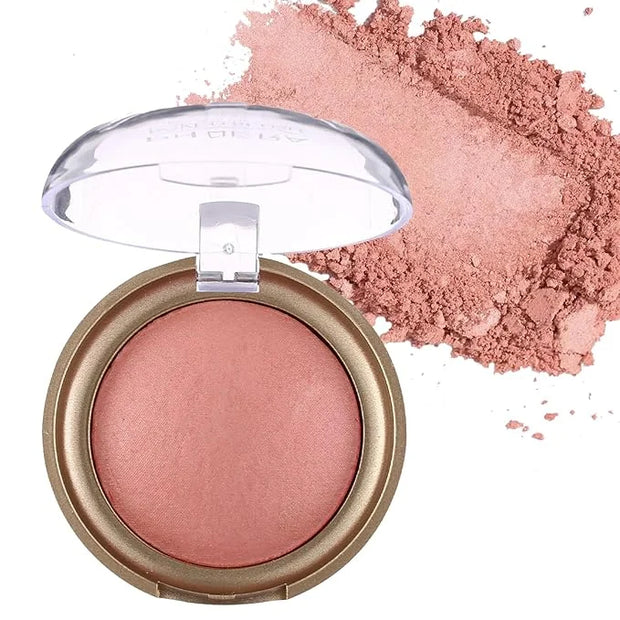 Baked Blush, Marbleized Blush for Cheeks, Shimmery Satin Finish Blushes Powder Palette, Buildable Color Natural Face Makeu...