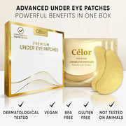 CÉLOR Under Eye Patches Premium - Golden Under Eye Mask Enriched with Hyaluronic Acid, Caffeine, Tea Tree & Collagen, Unde...