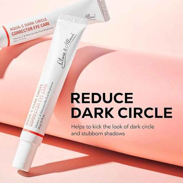 Olivia & Allison Dark Circle Corrector Eye Serum - Vitamin C, Squalane & Niacinamide for Brightening & Revitalizing (0.70 ...