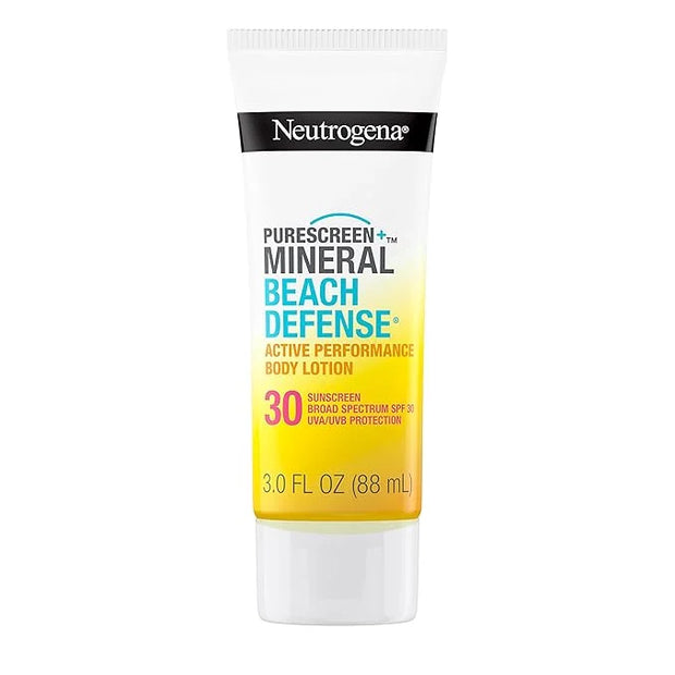Neutrogena Purescreen+ Mineral Beach Defense Active Performance Body Lotion Sunscreen with Broad Spectrum SPF 30, Quick Dr...