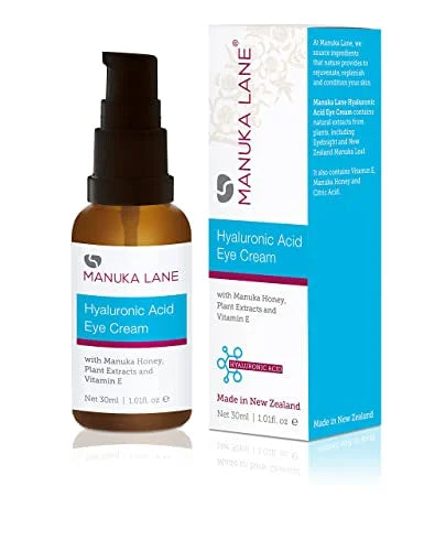 Hyaluronic Acid Eye Cream with Plant Extracts, Manuka Honey, Eye Bright Extract & Vitamin E | Plant Based Formula | Carefu...