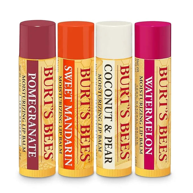 Burt’s Bees Holiday Gift, 4 Lip Balm Stocking Stuffer Products, Beeswax Fruit Set - Pomegranate, Sweet Mandarin, Coconut a...