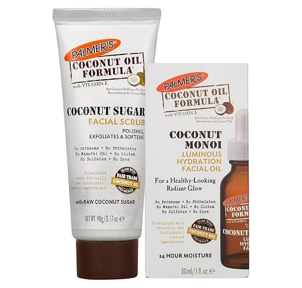 Palmer's Face Oil + Face Scrub, Coconut Oil Formula with Vitamin E Skin Care Bundle, Made with Fair Trade Coconut Oil & Mo...