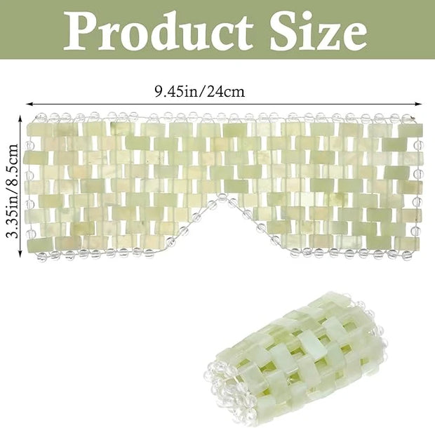 Jade Eye Mask Green Jade Stone Large Facial Cooling Mask Weighted Eye Sleeping Relief Cover for Hot & Cold Therapy to Redu...