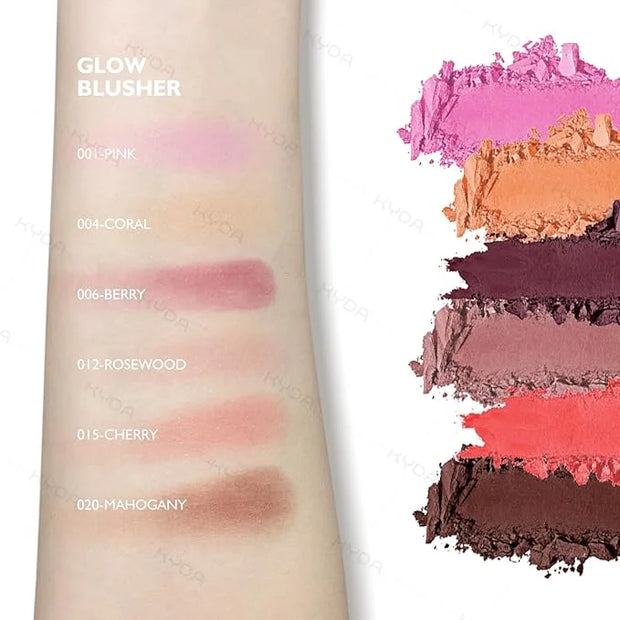 KYDA Powder Blush, Radiant Glow Face Blusher, Blendable Formula, Lasting Moisturizing, Ultra Fine Lightweight Texture, Che...